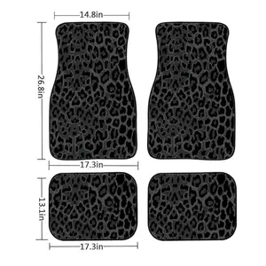Universal Fit Car Floor Mats Set of 4Pcs Black Leopard Print All-Weather Front Rear Carpet Mats Non-Slip for Automotive Trucks SUV Sedans Vans