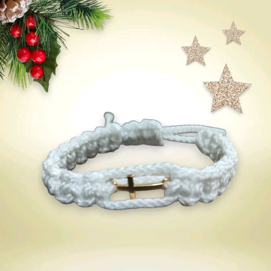Macrame Bracelet with Cross Charm for Women
