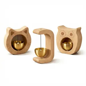 Shopkeepers Bell Zen Wood Door Chime for Business Magnetic Entrance Alert Vintage Brass Bell for Room Wood Door Minimalist Gift