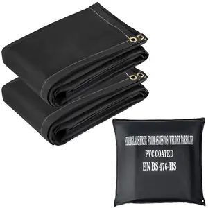 Fire Blankets, 2 Pack Welding Blankets, 8\' x 10\' Fire Suppression Blanket, 1022°F Flame Retardant Blanket, Black Fire Emergency Blankets, Fiberglass Fire Retardant Blanket with 12 Brass Gromme