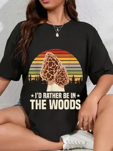100% Cotton Unisex Morel Hunter Mushroom Morel Mushrooms Round Neck Short Sleeve T-Shirt Women's Men Graphic Tee