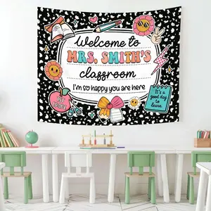 Custom Composition Notebook Welcome To Classroom Tapestries, Class Banner, Groovy Classroom Decor, Back To School, First Day of School