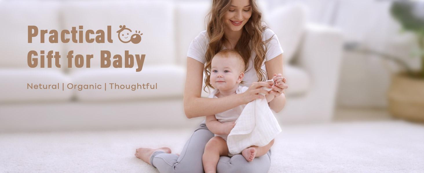 Yoofoss Muslin Wash Cloths Set of 10 Pack for Boys and Girls - 100% Cotton Baby Bath Face Towel Washcloths, Large 20''X10'' Super Soft and Absorbent