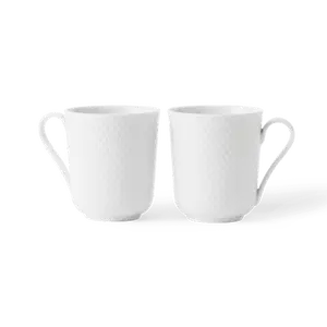 Lyngby Porcelæn Rhombe Mug With Handle, White, 11.2 Oz, 2 Pcs.