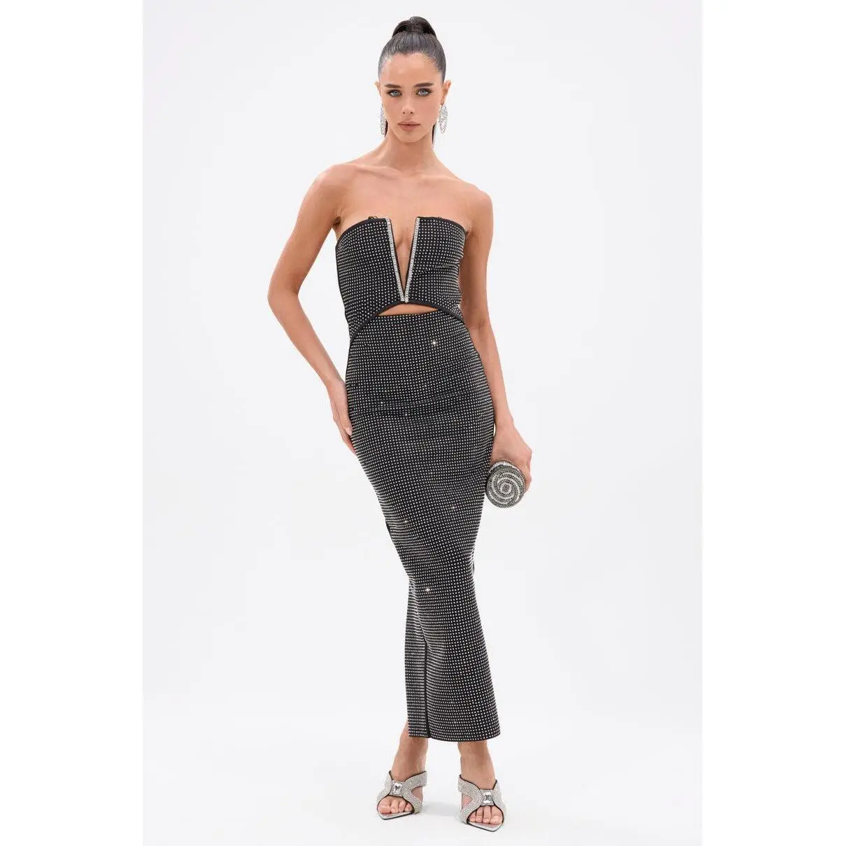 long black off the shoulder dress Cassandra Off Shoulder Slinky Maxi Dress / Black | MESHKI