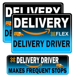 Flex Delivery Driver Car Magnet, 3PCS Frequent Stops Removable Set, Delivery Vehicle Magnet Car Door and Bumper Sign, High Reflective Waterproof Weather-Resistant