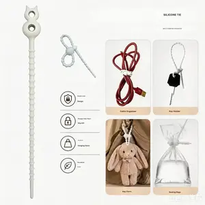 Silicone Reusable Cable Ties Zip Ties, Adjustable Twist Ties for Cable Management, Cord Organizer & Wire Wrap, Multi-Purpose Travel Silicone Straps Clips for Food Bag Sealing, Snack Bags, Household Snake Strap, Kitchen & Home Organization, Cord Wrap