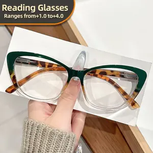 Retro Cat Eye Frame Reading Glasses, Clear Lenses Magnification from 1.0x to 4.0x, Stylish PC Frame High Quality Eyewear for Women & Men