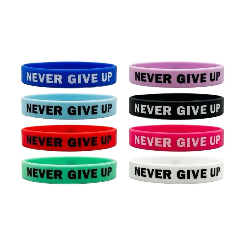 Pulex Motivational Never Give Up Wristbands for Men Women & Teens Unisex Adult Bands 190mm 12mm Multiple Colors