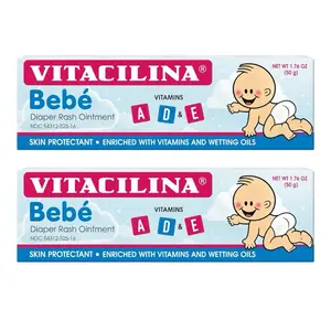 Vitacilina Bebe Diaper Rash Ointment 1.76 oz Pack of 2 Skin Protectant Enriched with Vitamins A D E and Wetting Oils