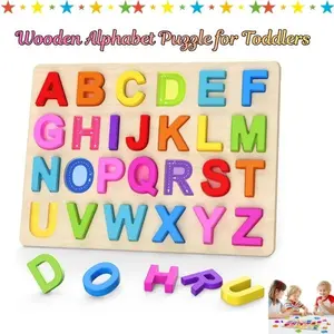 Wooden Alphabet Puzzle for Toddlers, ABC Learning Toy, Preschool Educational Puzzle, Montessori Toys for Kids, Early Learning Activity, Gift for Boys & Girls