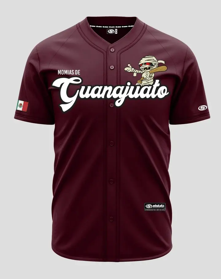 GUANAJUATO Momias Jersey (MAROON) - Fitted Unisex Short Sleeve Breathable Jersey for Baseball and Softball, Versatile Wear, Machine Washable