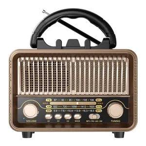 Vintage Wireless Portable Shortwave Radio Am/fm/sw with USB Rechargeable Battery, Antenna Aux TF Card Player, Ideal for Home Use