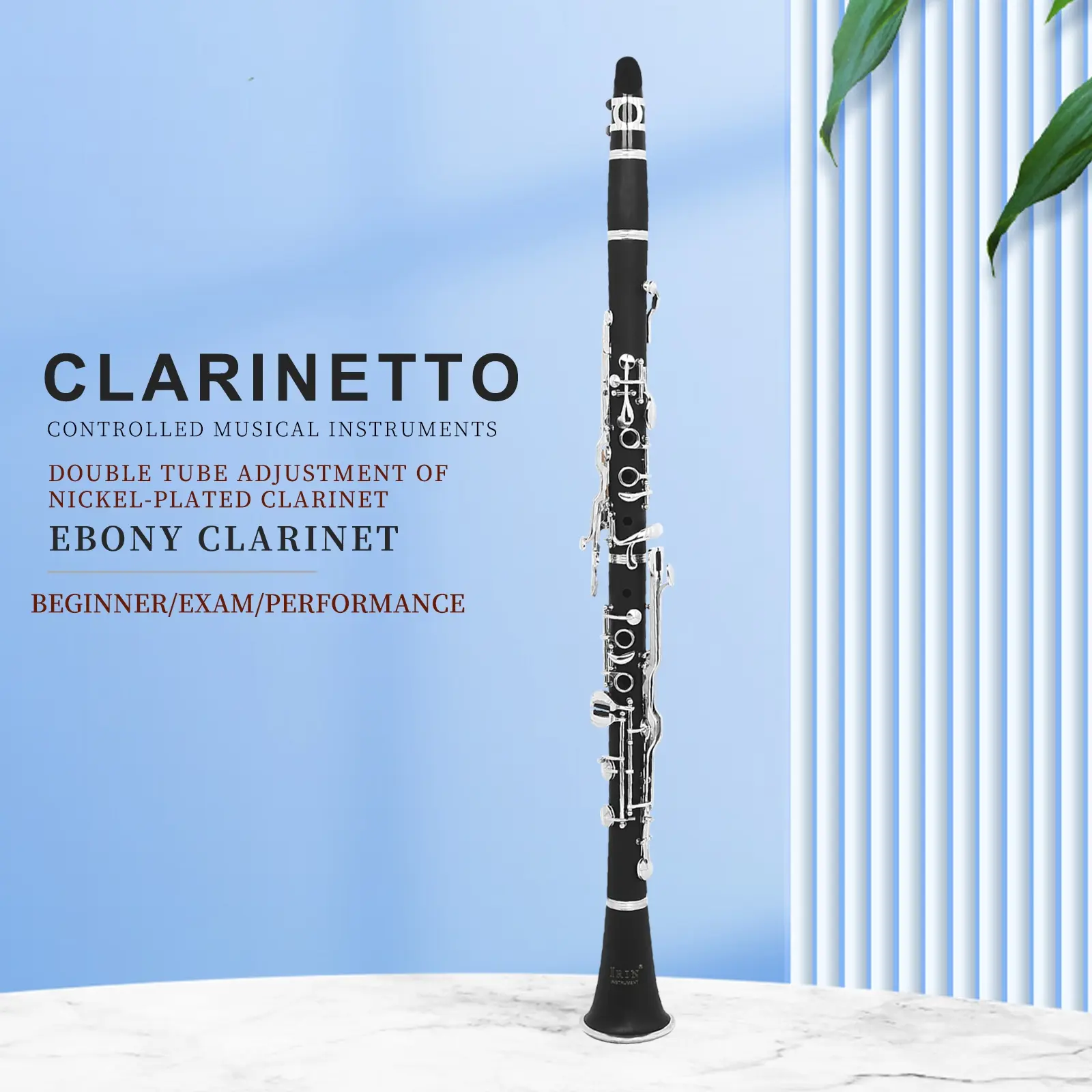 IRIN Clarinet German G-key Bakelite body 17 keys black (paper box) with pure and beautiful tone, double-bar tube configuration, wider range, suitable for performance and examination