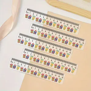 10PCS Christmas Theme Plastic Rulers 15cm, Side Features a Serrated Structure, Transparent, Easy to Read Design, Office Supplies, Precision Measuring, Sleek Appearance, Clear Printing