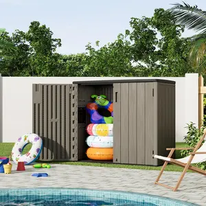 KINPLAY Outdoor Horizontal Storage Sheds,37 Cu.ft Outdoor Storage Cabinet Waterproof Resin Tool Storage Box Plastic Shed Organiser