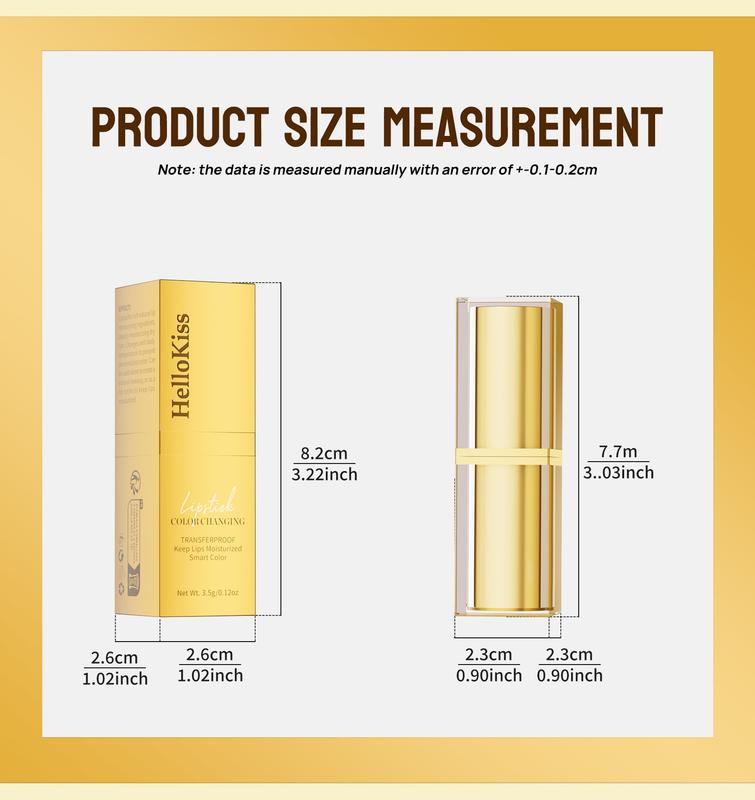 3PC Moisturizing Color-Changing Lipstick Balm – pH Temperature Reactive Tint, Gold Crystal Glow Finish, Smooth Hydration for Soft Shiny Everyday Lips.