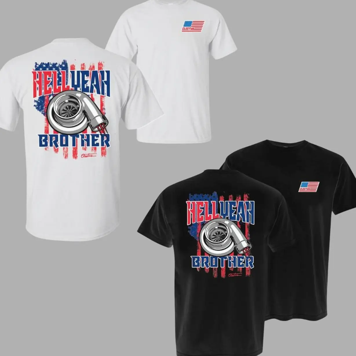 Cleetus McFarland 'HELL YEAH BROTHER' Double-Sided T-Shirt, Bold Racing Graphic Tee for Motorsports Fans & Gearheads outfits men 5FF