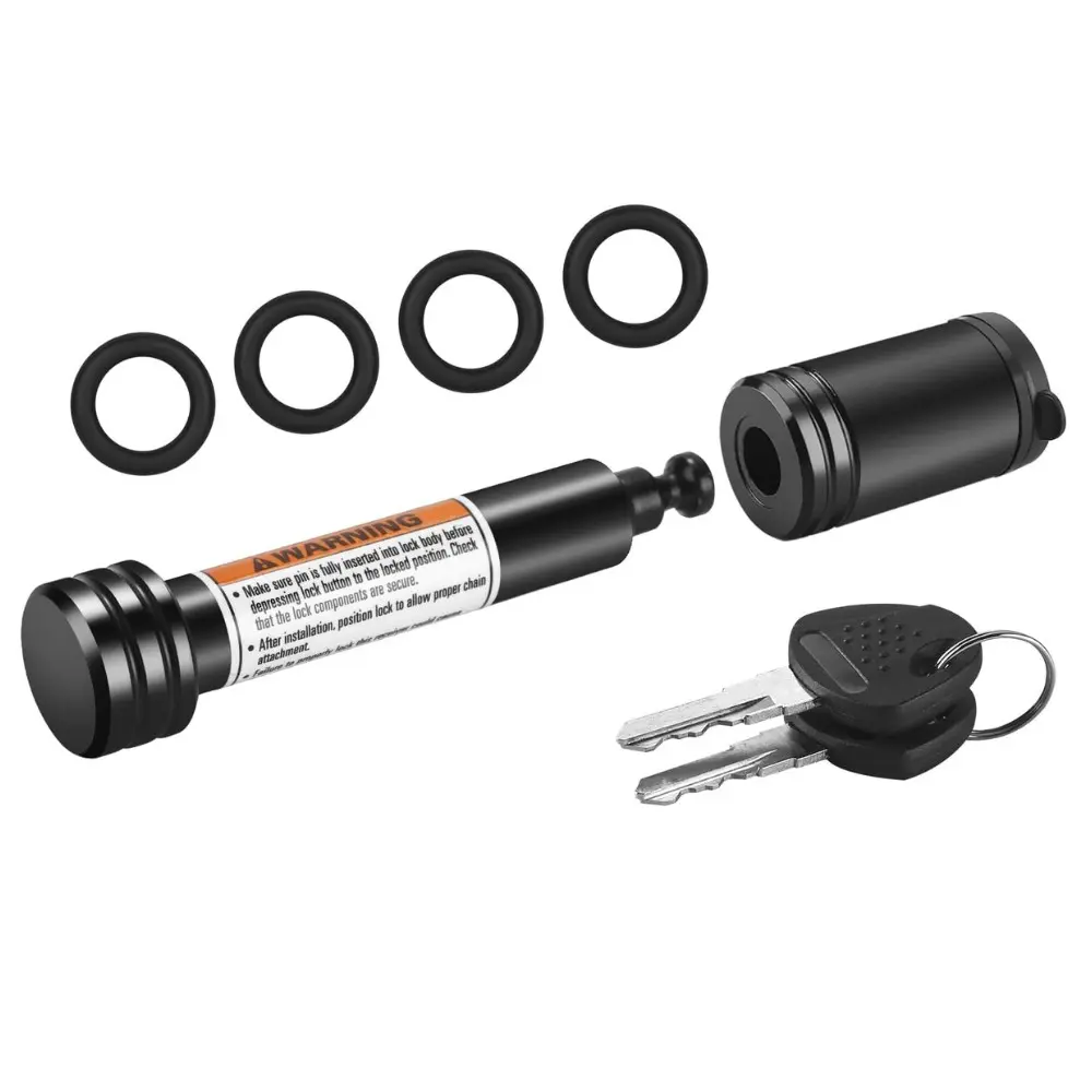 5/8" Carbon Steel Vehicle Trailer Hitch Lock - Anti-Theft, Waterproof & Rust-Resistant Receiver Pin Lock with Easy Operation for Trucks, Cars, Boats - Fits 2" Receiver Tubes, Includes Keys