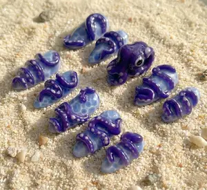 3D Octopus Tentacle Press On Nails, Jelly Blue Sea Animal Design
