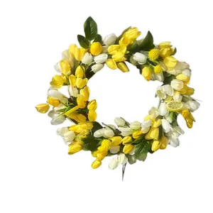 Spring wreath, tulips, yellow wreath, wreath, front door decor, front door wreath,