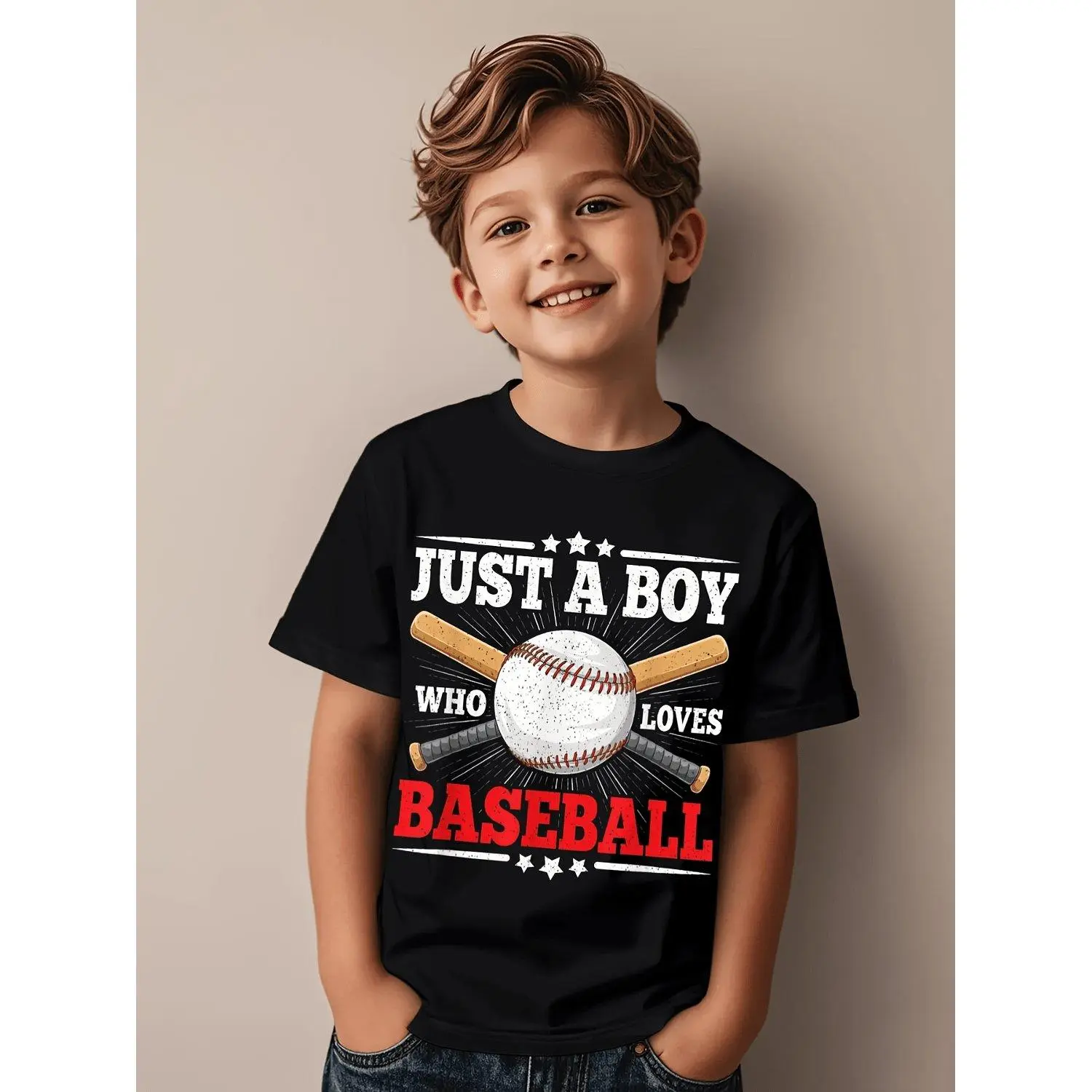 A Humorous Children's Baseball T-shirt, Perfect for Casual Wear, Birthday Gifts, and Special Occasions