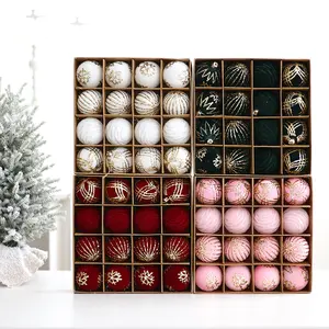 6 Pieces 2.4 Inch Christmas Velvet Balls Set Glitter Christmas Tree Ornaments Shatterproof Ornaments Bulk Xmas Ornament Home Decor Ornament for Holiday Party Favors Decoration, A variety of styles available