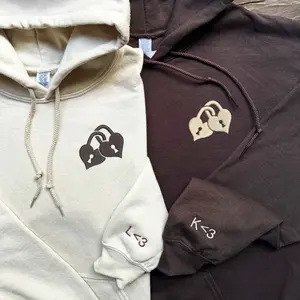 Heart Lock Couples Custom Embroidered Hoodies | Matching Sweatshirts For Partners