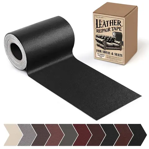 Leather Repair Patch, 3 x 60In Self Adhesive Leather Repair Tape Kit for Furniture, Couch, Sofa, Office,  Seats,  Interior,Vinyl Repair Kit (Black-Fine Grain)