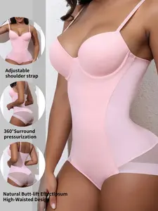 Women's Solid Color Mesh Ruffle Bodysuit, Lightweight Slim-Fitting Shaping Design, Comfortable Minimalist Sleeveless Style