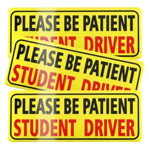 3-Piece Student Driver Magnet Set - Reflective 'Please Be Patient' Safety Warning for New Drivers