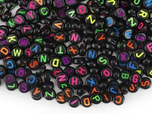 1000PCS Letter Beads for Threading, 4 x 7 MM Acrylic Round Alphabet Beads for Jewellery DIY Making Crafts Bracelets Necklaces Ornaments-Black