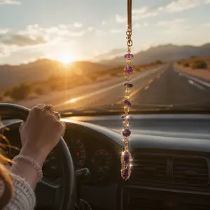 Christian Car Decor, Cross Rearview Mirror Pendant, Car Hanging Ornament, Spiritual Dashboard Decoration, Bohemian Style Auto Accessory