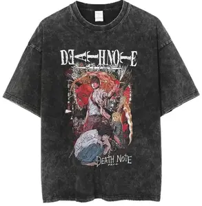 Death Note Anime T-shirt - MisaMisa and Lawliet Gift For Him,Gift For anime lover washed pure cotton short-sleeve,Unisex Mineral Anime Manga Hoodies Washed Heavy Cotton T-shirt