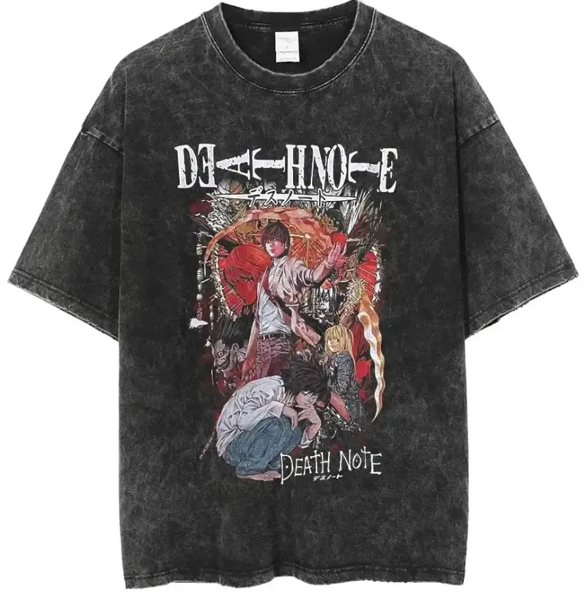 Death Note Anime T-shirt - MisaMisa and Lawliet Gift For Him,Gift For anime lover washed pure cotton short-sleeve,Unisex Mineral Anime Manga Hoodies Washed Heavy Cotton T-shirt