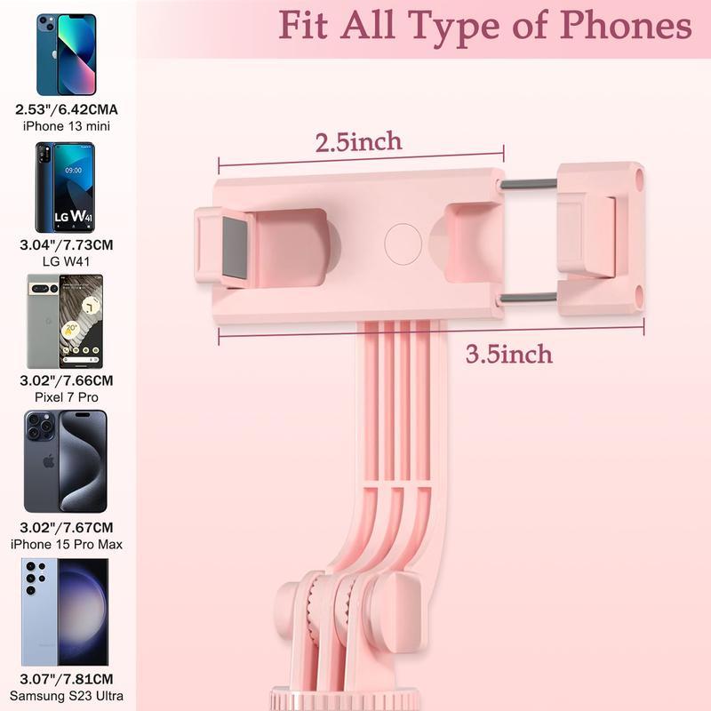 6-in-1 Selfie Tripod with Dual Fill Lights & Wireless Remote Portable Adjustable Phone Stand Detachable 360° Compact Travel Tripod for Live Broadcasts & Outdoor Adventures Android Bluetooth Expandable Smartphone Cellphone Stick Cable Steel