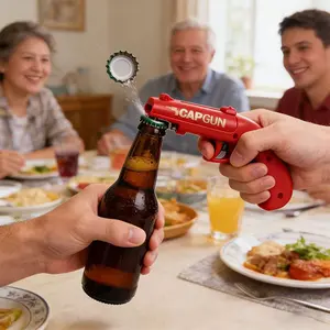 Interactive Cap Gun Beer Bottle Opener & Cap Launcher. Fun Drinking Game Accessory Tool. Shoot Caps with this Novelty Shooter Toy. Great for College Parties, Tailgating & Bar. Easy to Use Funny Gadget Gift for Beer Lovers.