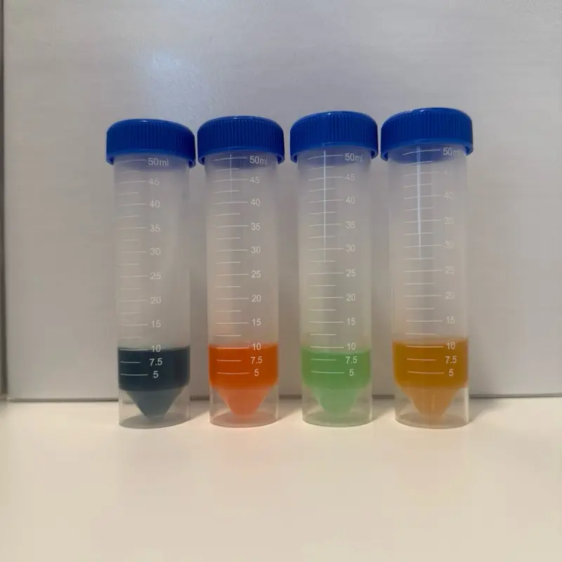 4 pack media filled tubes, blue top 50ml size with 10ml media in each tube