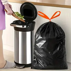 10pcs/roll Heavy Duty Home Trash Bag, Durable Drawstring Kitchen Garbage Bag, Industrial Recycling Plastic Garbage Bag