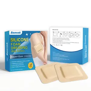 Silicone Foam Dressing with Border Adhesive 10*10cm Wound Dressing First Aid Bandage for Wound Care 10 Pack