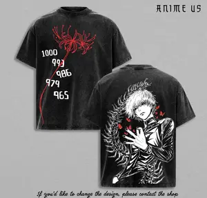 Kaneki Ken Tokyo Ghoul Vintage Washed T-Shirt, Anime Graphic Tee, Oversized Manga Shirt, Retro Japanese Streetwear Top, Otaku Unisex Casual Outfit