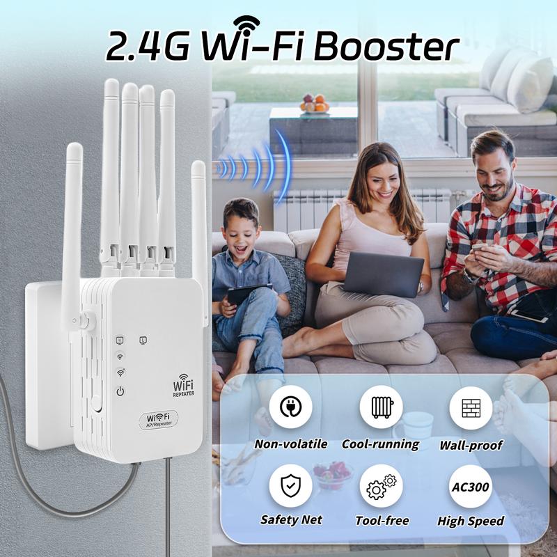 2026 WiFi Booster, Covers 5000 Sq.Ft & 50+ Devices, 2.4GHz WiFi 300Mpbs High Speed, with Ethernet Port, Suitable for Gaming, Streaming & Work, WiFi Repeater, WiFi Range Extender
