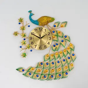 CNCEST Peacock Wall Clock Silent Quartz Movement Decorative Wall Clock with Large Numbers 30" Elegant Design Home Decor for Living Room Bedroom Decorating Gift Decoration