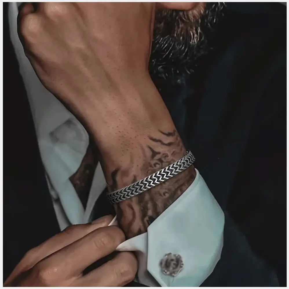 Stylish Stainless Steel Bali Foxtail Chain Bracelet for Men – Double Franco Link