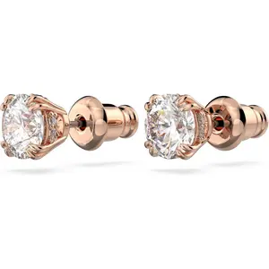 Swarovski Stilla Stud Earrings Round Cut White Rose Gold-tone Plated 5638801