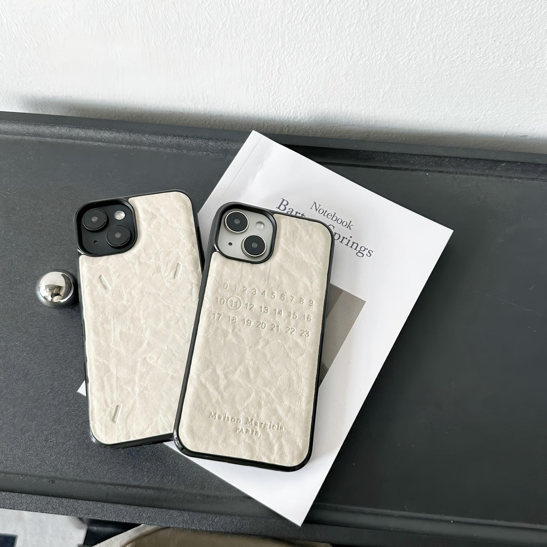 Case & Nova. Luxury minimalist leather phone case with number pattern for iPhone 17 Pro Max, 16, 15, 14, 13 — premium shockproof protective shell junk