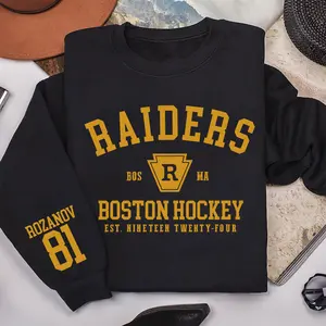 Boston Ilya Rozanov Hockey Sweatshirt, Heated Rivalry Inspired Shirt with design on the Sleeve, Retro Graphic T-Shirt, Hudson Williams Connor Storrie Crewneck