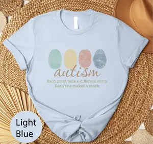 Hot new 2026 Comfort Colors Autism Awareness T-Shirt, Autism Shirt, Autism Awareness Tee, Each Print Tells A Different Story Top, Finger Print Shirt #tshirtoutfit #tiktokshopfinds #trendalert #streetstyle #outfitinspo
