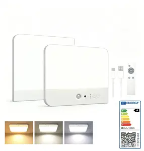 1/2 Pack Rechargeable Motion Sensor Ceiling Light, 3CCT No Drilling Magnetic Wireless LED Light with Remote for Closet Shower Garage Hallway
