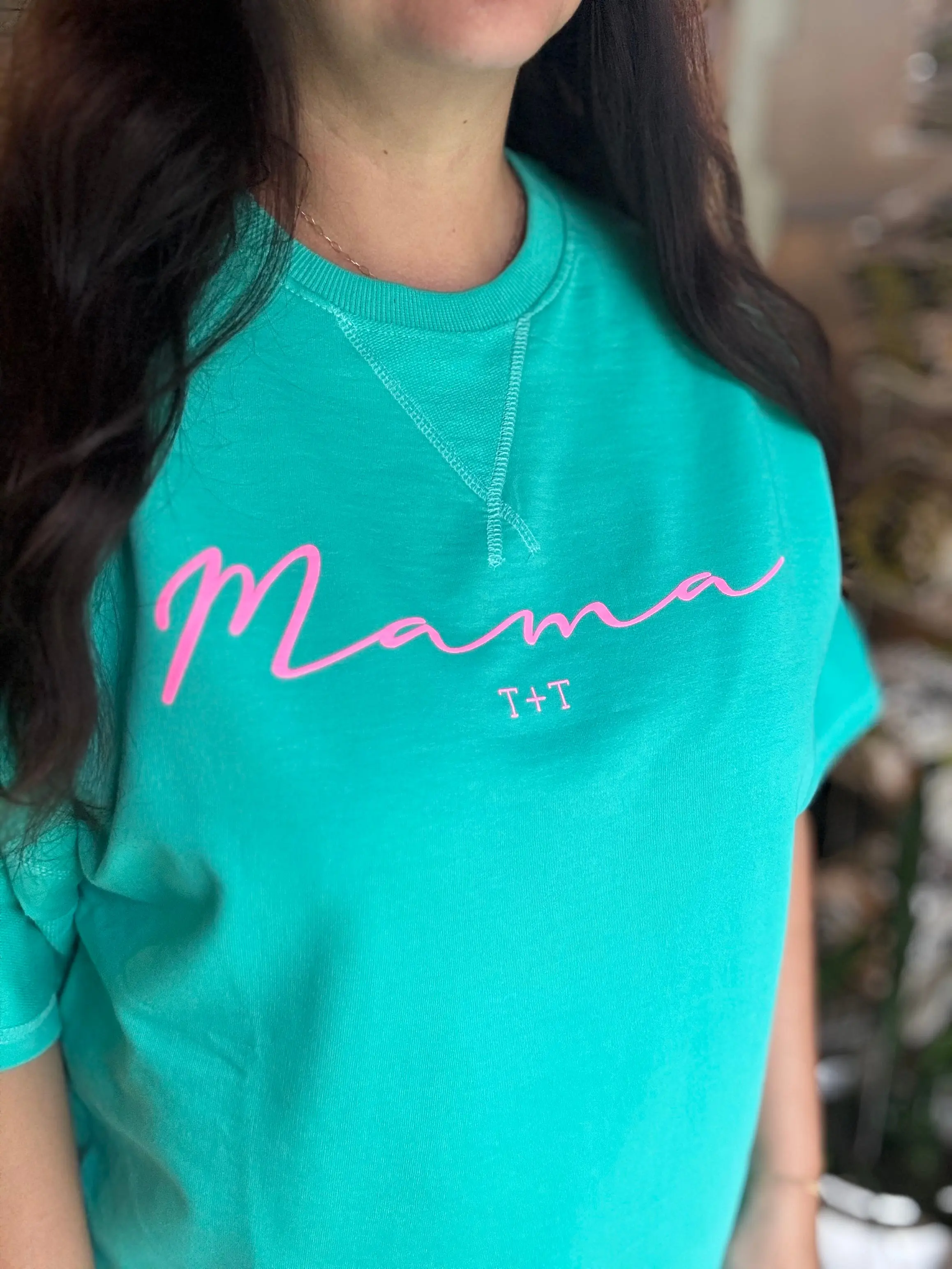 Mama Bright Teal Soft Tuck Top